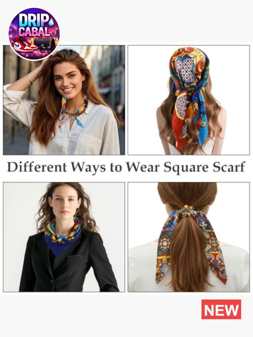 Polyester Satin Head Scarf Square Bandana Hair Wrapping Fashion Accessory - Picture 4 of 7